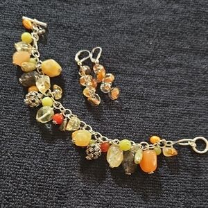 Silpada Multicolor Gemstone Bracelet and Earring Set